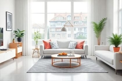 Ένα καθαρό και οργανωμένο εσωτερικό σπίτι με φυσικό φως που εισέρχεται από καθαρά παράθυρα.