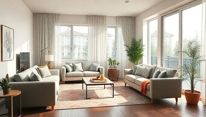 Η Σειρά Καθαρισμού που Εξοικονομεί Χρόνο και Κόπο 2 Καθαρό και οργανωμένο σαλόνι με ηλιακό φως