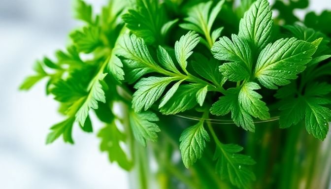 Φρέσκος μαϊντανός και βασιλικός σε ποτήρι με νερό, έτοιμοι προς χρήση.