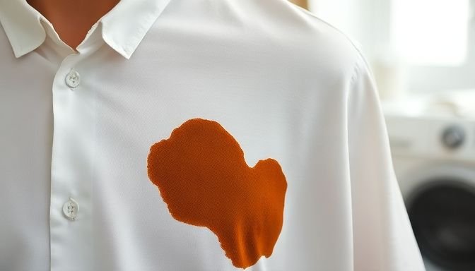 Λευκό πουκάμισο με λεκέ σοκολάτας