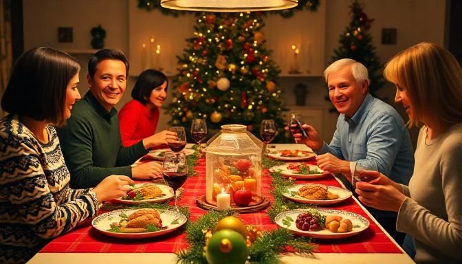 Οι 5 απλές κινήσεις που κρατούν τη σιλουέτα σου ανέπαφη στις γιορτές 2 Οικογένεια που γιορτάζει γύρω από ένα εορταστικό τραπέζι