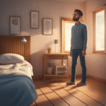 Ένα άτομο που νιώθει ζάλη ενώ σηκώνεται από την καρέκλα του, που αναπαριστά την ορθοστατική υπόταση.