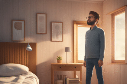 Ένα άτομο που νιώθει ζάλη ενώ σηκώνεται από την καρέκλα του, που αναπαριστά την ορθοστατική υπόταση.