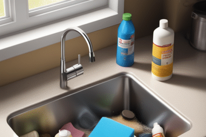 Ο βρώμικος χώρος κάτω από τον νεροχύτη της κουζίνας, γεμάτος με καθαριστικά και υπολείμματα.