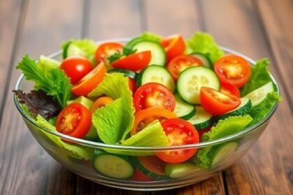 Μια φρέσκια σαλάτα με λαχανικά, η οποία βοηθά στη ρύθμιση του σακχάρου στο αίμα.