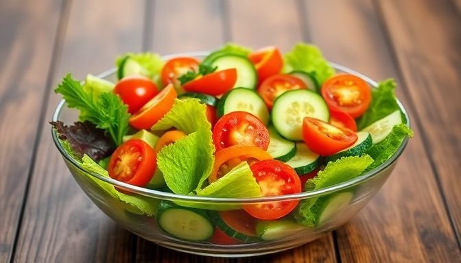 Μια φρέσκια σαλάτα με λαχανικά, η οποία βοηθά στη ρύθμιση του σακχάρου στο αίμα.
