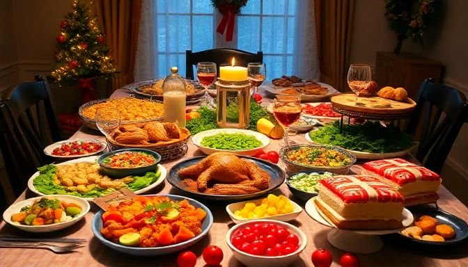 Γιορτινές λιχουδιές σε ένα τραπέζι