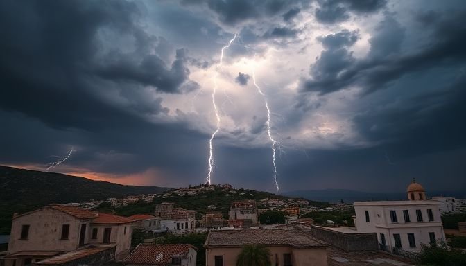 Τα κρίσιμα βήματα προστασίας από κεραυνούς σε κάθε χώρο 2 Καταιγίδα με κεραυνούς πάνω από ελληνικό χωριό
