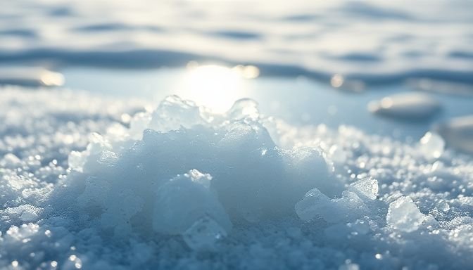 Κοντινό πλάνο κρυστάλλων αλατιού σε πάγο