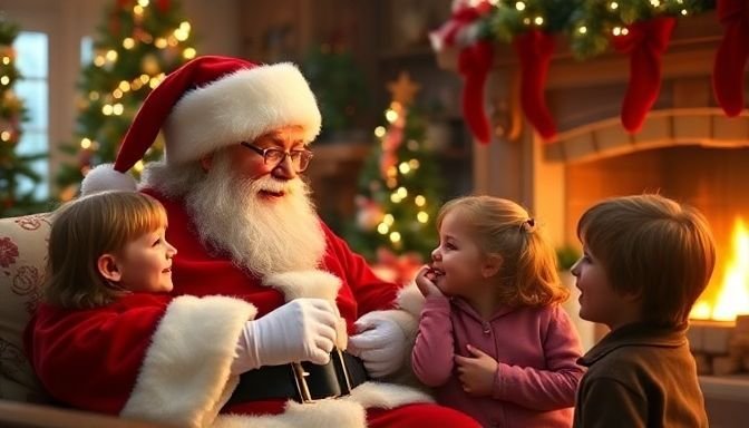 Πώς η Coca-Cola άλλαξε για πάντα την εικόνα του Άγιου Βασίλη 2 Άγιος Βασίλης αλληλεπιδρά με παιδιά σε εορταστικό περιβάλλον