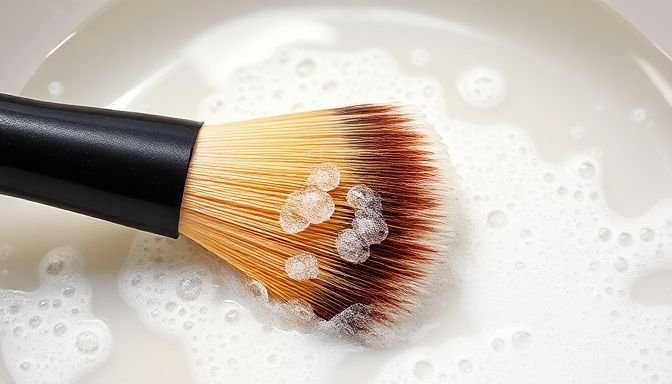 Καθαρισμός πινέλου μακιγιάζ