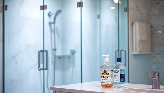 Πώς να εξαφανίσεις άλατα και θαμπάδες από τις γυάλινες πόρτες του ντους 2 Φωτογραφία ενός καθαρού μπάνιου με γυάλινες πόρτες ντους