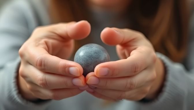 Κοντινή λήψη χεριών που κρατούν αντικείμενο για ανακούφιση.