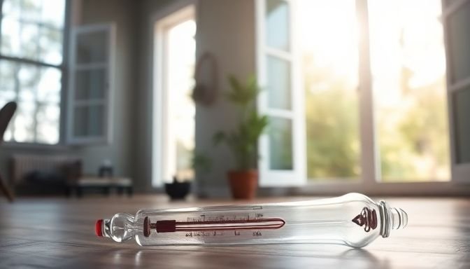 Σπασμένο θερμόμετρο και ανοιχτά παράθυρα σε σπίτι