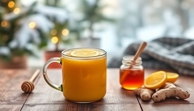 Ζεστό ρόφημα με μέλι και λεμόνι που προσφέρει ανακούφιση από τον πονόλαιμο.
