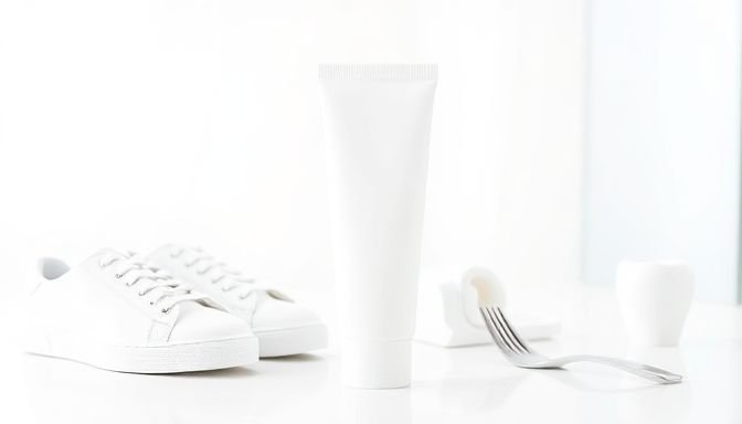 Οδοντόκρεμα με διάφορες εφαρμογές καθαρισμού στο σπίτι, όπως καθαριότητα sneakers και γυαλιά.