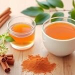 Μια όμορφη σκηνή με κανέλα, τσάι κανέλας και φυσικά στοιχεία που αποπνέουν υγεία και ευεξία.