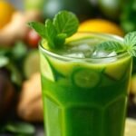 Φρέσκο πράσινο smoothie με λαχανικά και φρούτα