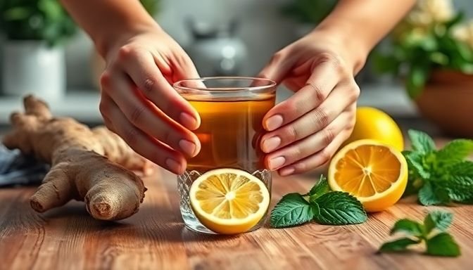 Χέρια που προετοιμάζουν βοτανικό τσάι