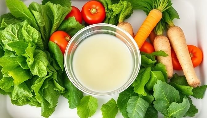 Φρέσκα πλυμένα λαχανικά σε καθαρό περιβάλλον, υποδεικνύοντας τη σημασία του σωστού πλυσίματος για καλύτερη υγεία.