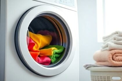 Φωτογραφία πλυντηρίου γεμάτου με ρούχα και πετσέτες, αναδεικνύοντας τις διαφορές στα υφάσματα.