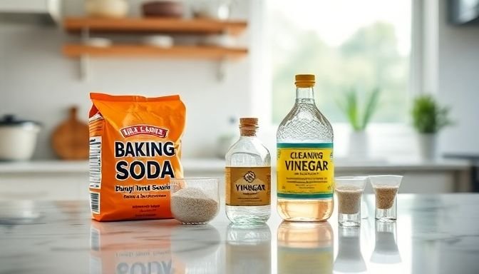 Οργάνωση κουζίνας με συστατικά καθαρισμού