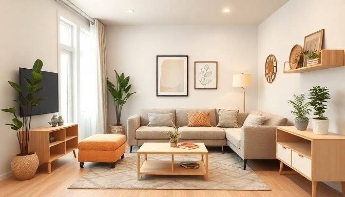 Ένα καλαίσθητο μικρό σαλόνι με πολυλειτουργικά έπιπλα και έξυπνες αποθηκευτικές λύσεις.