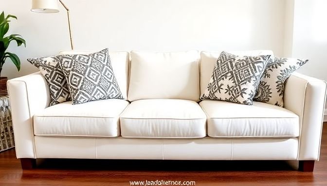 Τα καλύτερα χρωματικά τρικ για να ζωντανέψετε τον λευκό σας καναπέ 3 Λευκός καναπές με σχέδια και υφές