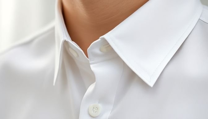 Λευκό πουκάμισο με κιτρινισμένο γιακά και προϊόντα πλυσίματος στο φόντο.