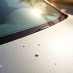 Ένα αυτοκίνητο με κουτσουλιές, τονίζοντας τη σημασία του άμεσου καθαρισμού για την προστασία του χρώματος.