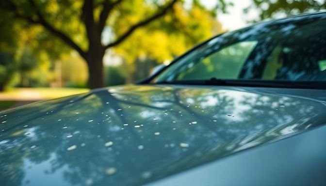 Πώς να καθαρίσεις κουτσουλιές χωρίς να καταστρέψεις το χρώμα του αυτοκινήτου σου 2 Αυτοκίνητο με κουτσουλιές κάτω από δέντρο