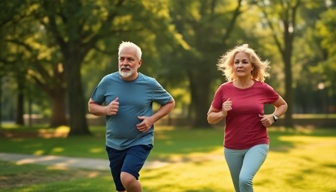 Η παγίδα της χοληστερίνης μετά τα 40 – Πώς να την αποφύγεις 3 Ηλικιωμένο ζευγάρι jogging στο πάρκο