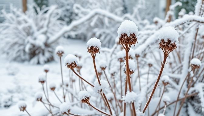 Παγωμένα φυτά στον κήπο το χειμώνα