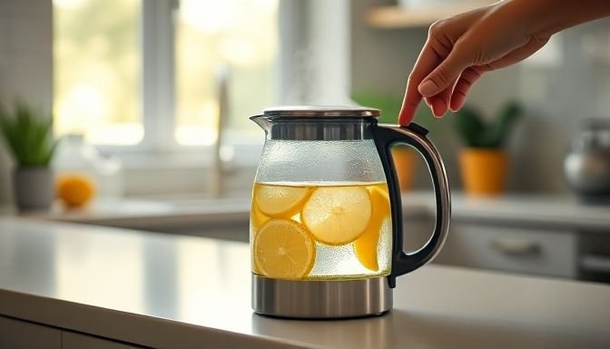 Το κόλπο με λεμόνι που εξαφανίζει τα άλατα από τον βραστήρα 2 Φωτογραφία βραστήρα με λεμόνι στην κουζίνα