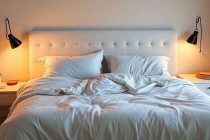 Σκηνή κρεβατιού που απεικονίζει τη διαφορά μεταξύ αριστερής και δεξιάς πλευράς, αναδεικνύοντας την ποιότητα ύπνου.