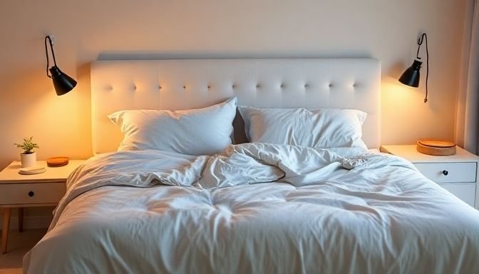 Σκηνή κρεβατιού που απεικονίζει τη διαφορά μεταξύ αριστερής και δεξιάς πλευράς, αναδεικνύοντας την ποιότητα ύπνου.