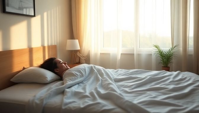 Κρεβάτι με άτομο να κοιμάται στην αριστερή πλευρά