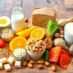 Εικόνα με τρόφιμα που περιέχουν κοινά αλλεργιογόνα όπως γλουτένη, αυγά, γάλα και ξηρούς καρπούς.