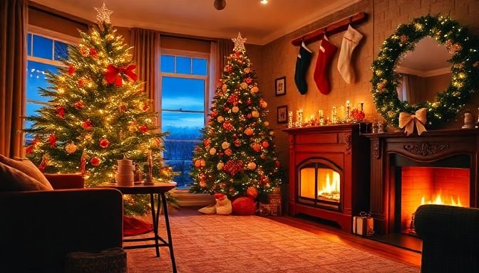 Αυτό που δεν πρέπει ΠΟΤΕ να πεις στα παιδιά για τον Άγιο Βασίλη 2 Χριστουγεννιάτικο σαλόνι με δέντρο και τζάκι
