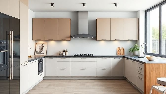 Μια σύγχρονη κουζίνα που δείχνει τη σημασία της λειτουργικότητας και της αρμονίας, αποφεύγοντας διακοσμητικά λάθη.