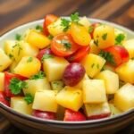 Πεντανόστιμη πατατοσαλάτα με baby πατάτες, λαχανικά και αρωματικό λαδολέμονο σε ένα όμορφο μπολ.