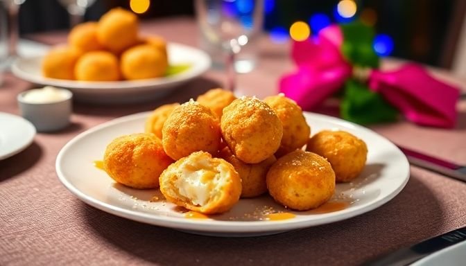 Τυροκροκέτες χωρίς κόπο: Τρία απλά υλικά, εκπληκτική γεύση 3 Μια καλαίσθητη πιατέλα με τραγανές τυροκροκέτες, ιδανικές για γιορτινό τραπέζι.