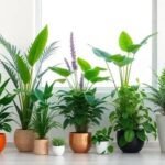 Ποικιλία εσωτερικών φυτών που καθαρίζουν τον αέρα και προσφέρουν ηρεμία σε φωτεινό χώρο.