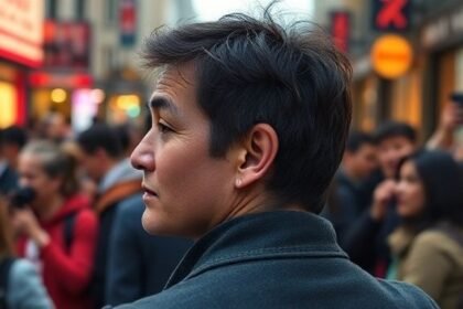 Απεικόνιση ανθρώπου που βιώνει δυσκολία στην ακοή σε πολυσύχναστο περιβάλλον.