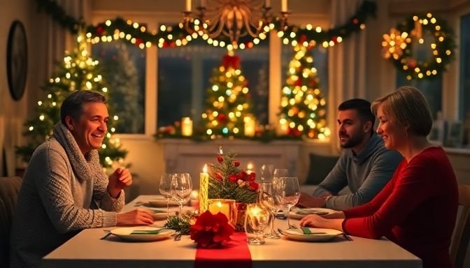 Οικογενειακή συγκέντρωση γύρω από το εορταστικό τραπέζι