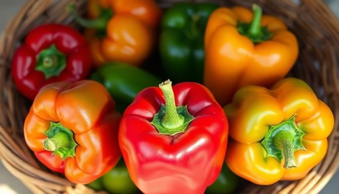 Έγχρωμες πιπεριές σε καλάθι