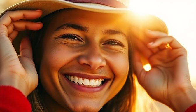 Κοντινή φωτογραφία ατόμου που διορθώνει το καπέλο του