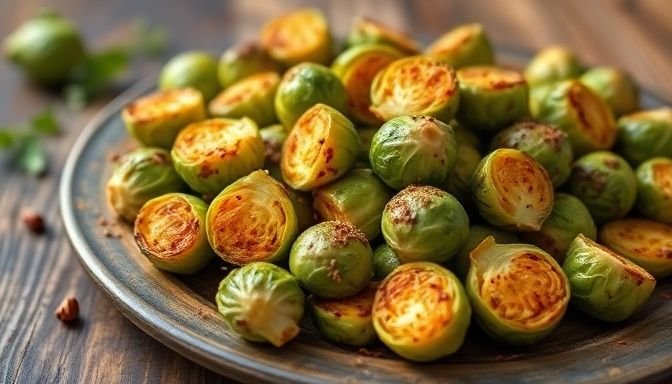 Ψητά λαχανάκια Βρυξελλών σε ρουστίκ τραπέζι