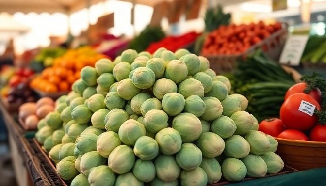 Φρέσκα λαχανάκια Βρυξελλών σε αγορά