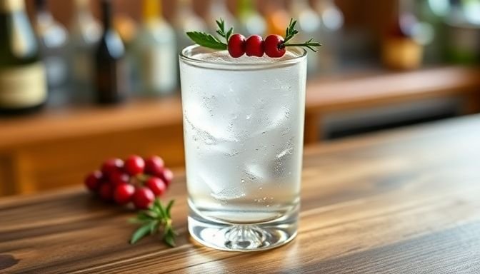 Ένα κοκτέιλ τζιν διακοσμημένο με αρκεύθους και βότανα